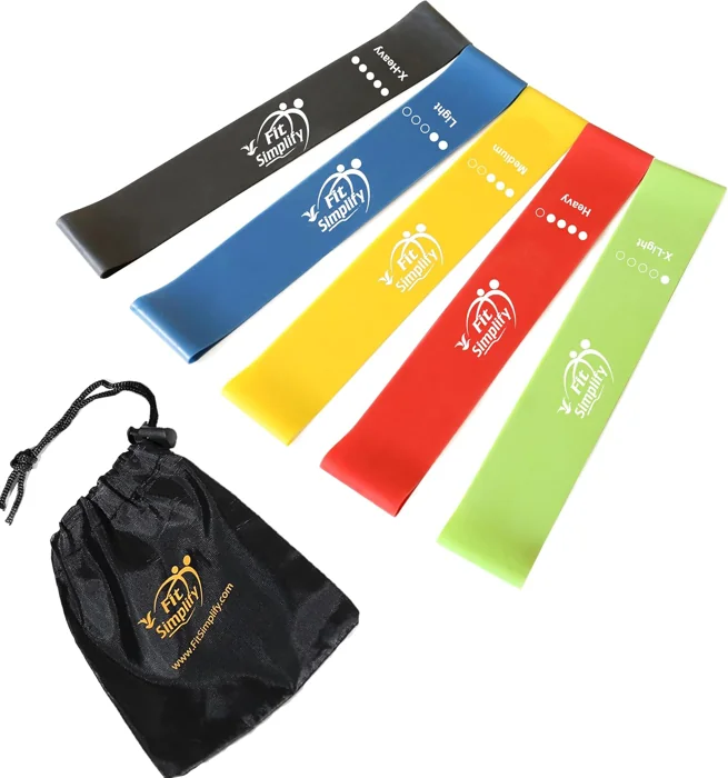 Fit Simplify resistance loop exercise bands, set of five in five colors