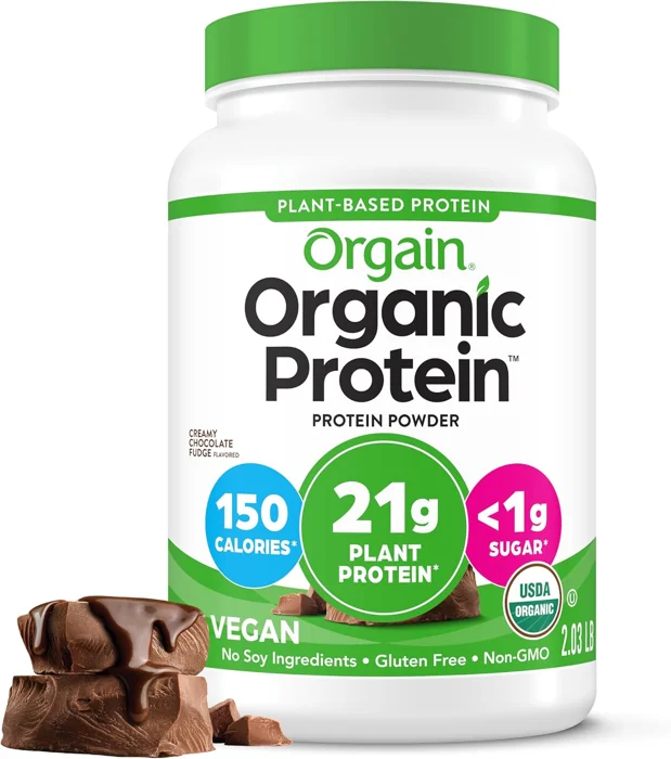 Orgain Organic Vegan Protein Powder, Creamy Chocolate Fudge, 2.03 lb tub